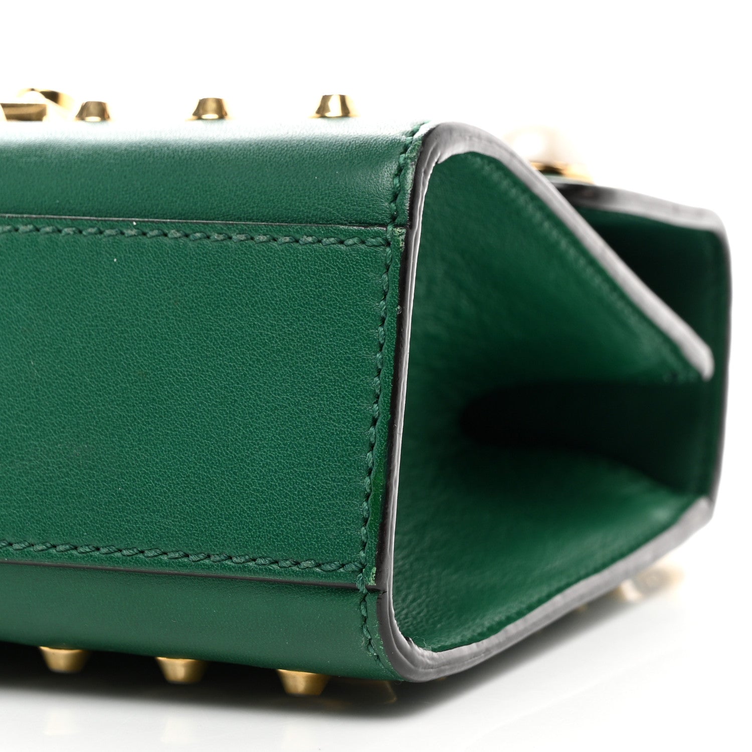 Gucci Calfskin Studded Small Padlock Shoulder Bag Emerald 10 of 15