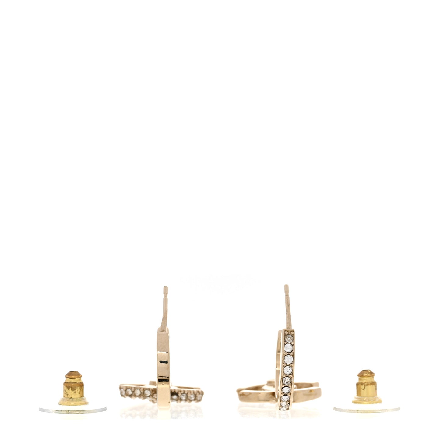Crystal Bead CC Hoop Drop Earrings Light Gold