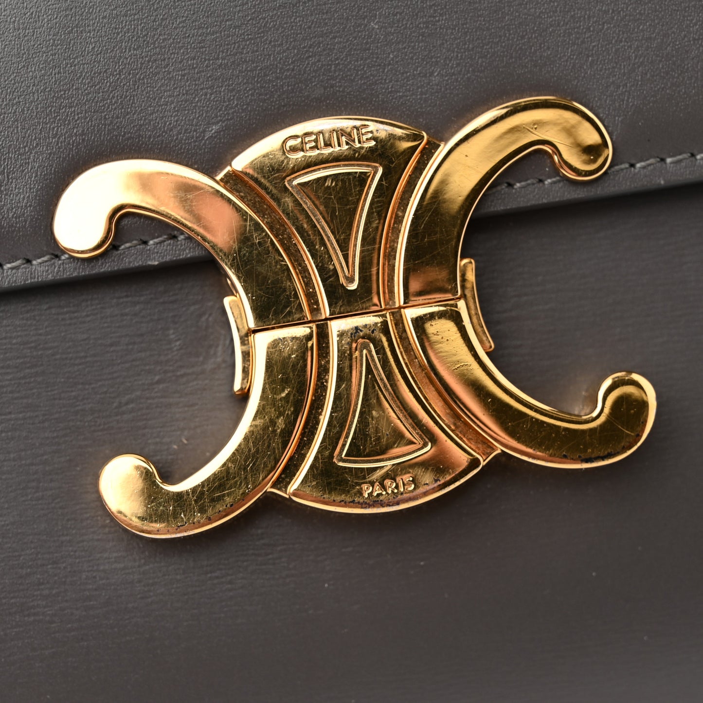 Shiny Calfskin Medium Triomphe Grey