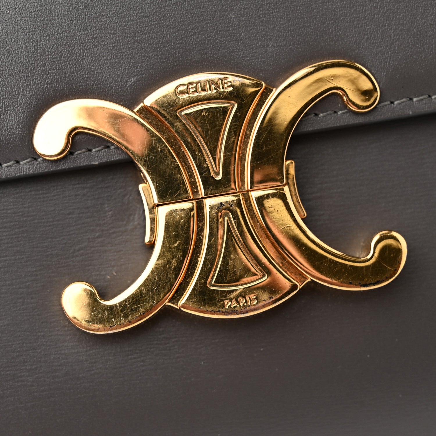 Celine Shiny Calfskin Medium Triomphe Grey 10 of 14