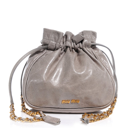 Miu Miu Vitello Shine Drawstring Bag Nube 1 of 8