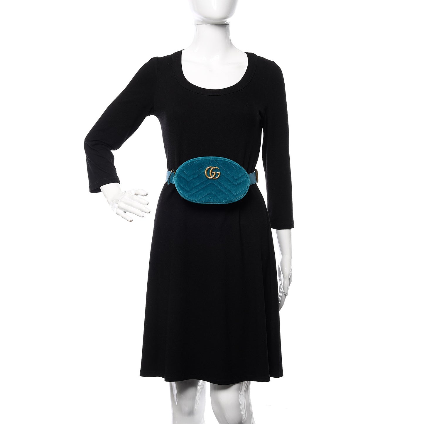 Velvet Matelasse GG Marmont Belt Bag 75 30 Pavone Cyan