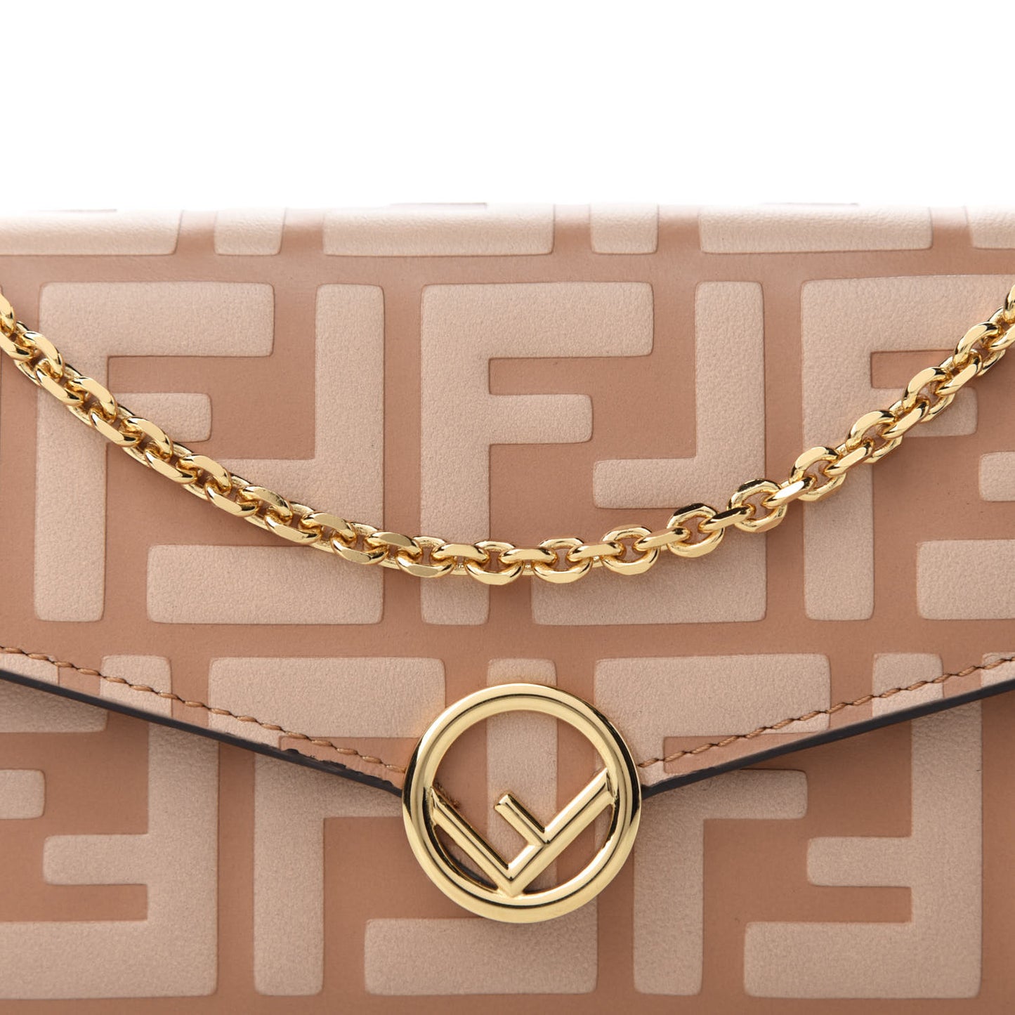 Vitello Termolagoon F is Fendi FF 1974 Embossed Continental Envelope Wallet On Chain Miele Scuro