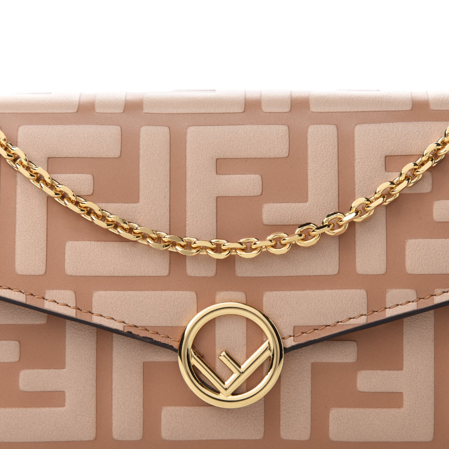 Fendi Vitello Termolagoon F is Fendi FF 1974 Embossed Continental Envelope Wallet On Chain Miele Scuro 10 of 10
