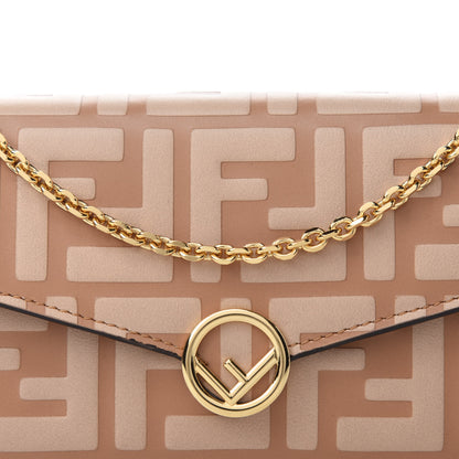 Fendi Vitello Termolagoon F is Fendi FF 1974 Embossed Continental Envelope Wallet On Chain Miele Scuro 10 of 10
