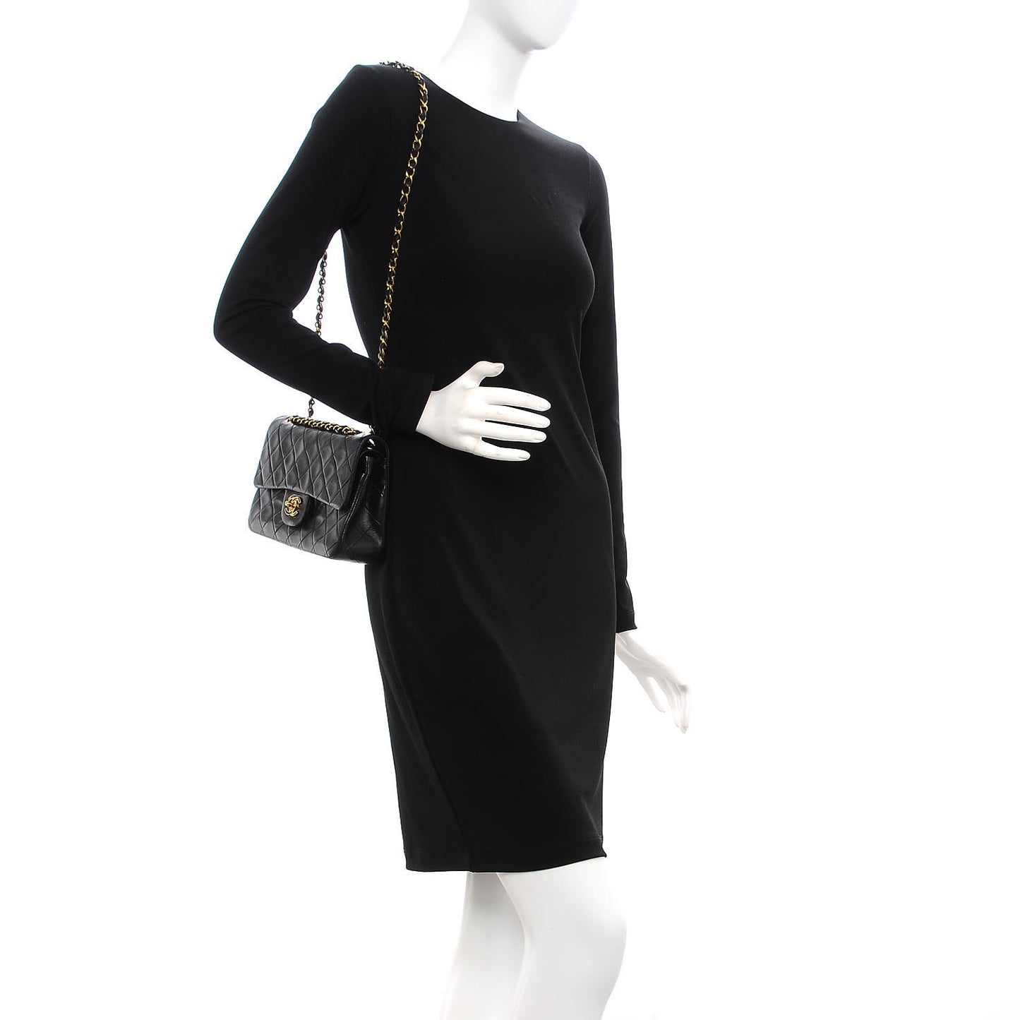 Lambskin Quilted Small Double Flap Black