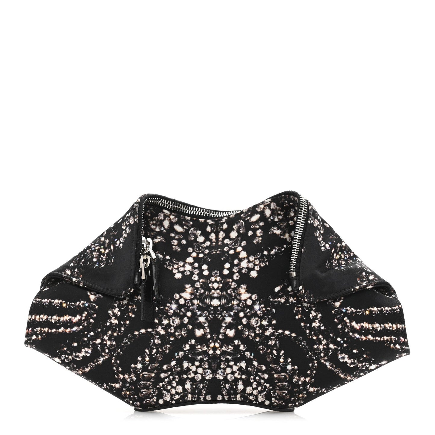 Silk Dandelion Print De Manta Clutch Black