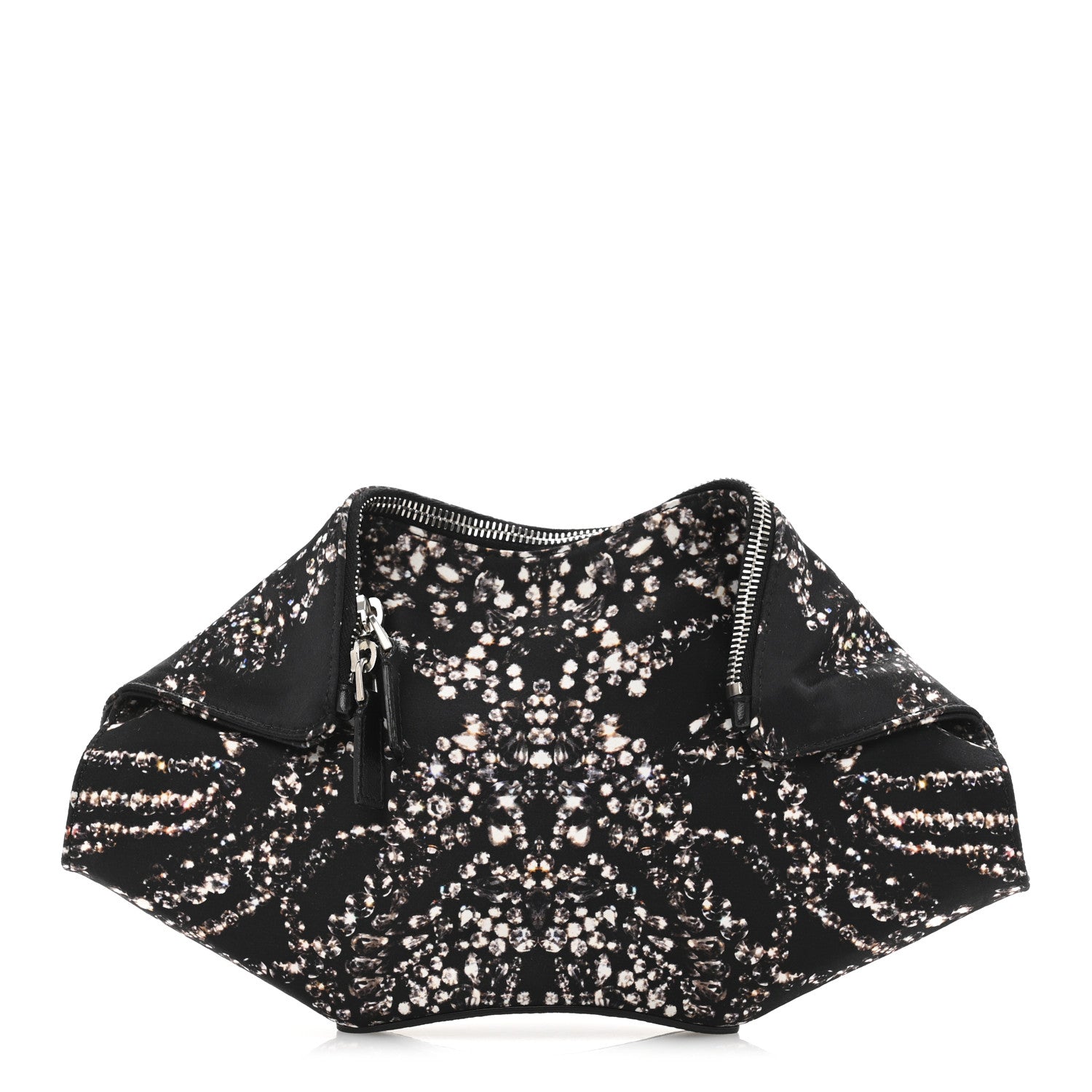 Alexander McQueen Silk Dandelion Print De Manta Clutch Black 1 of 12