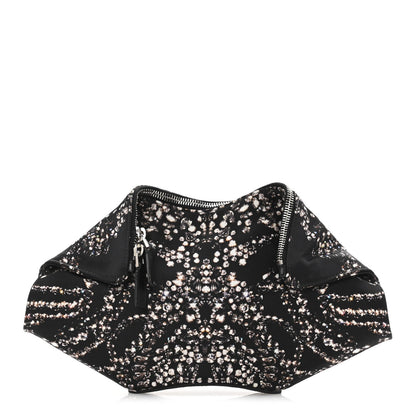 Alexander McQueen Silk Dandelion Print De Manta Clutch Black 1 of 12