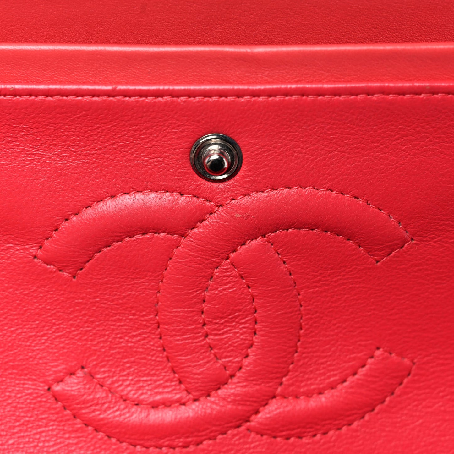 Patent Quilted Medium Double Flap Orange