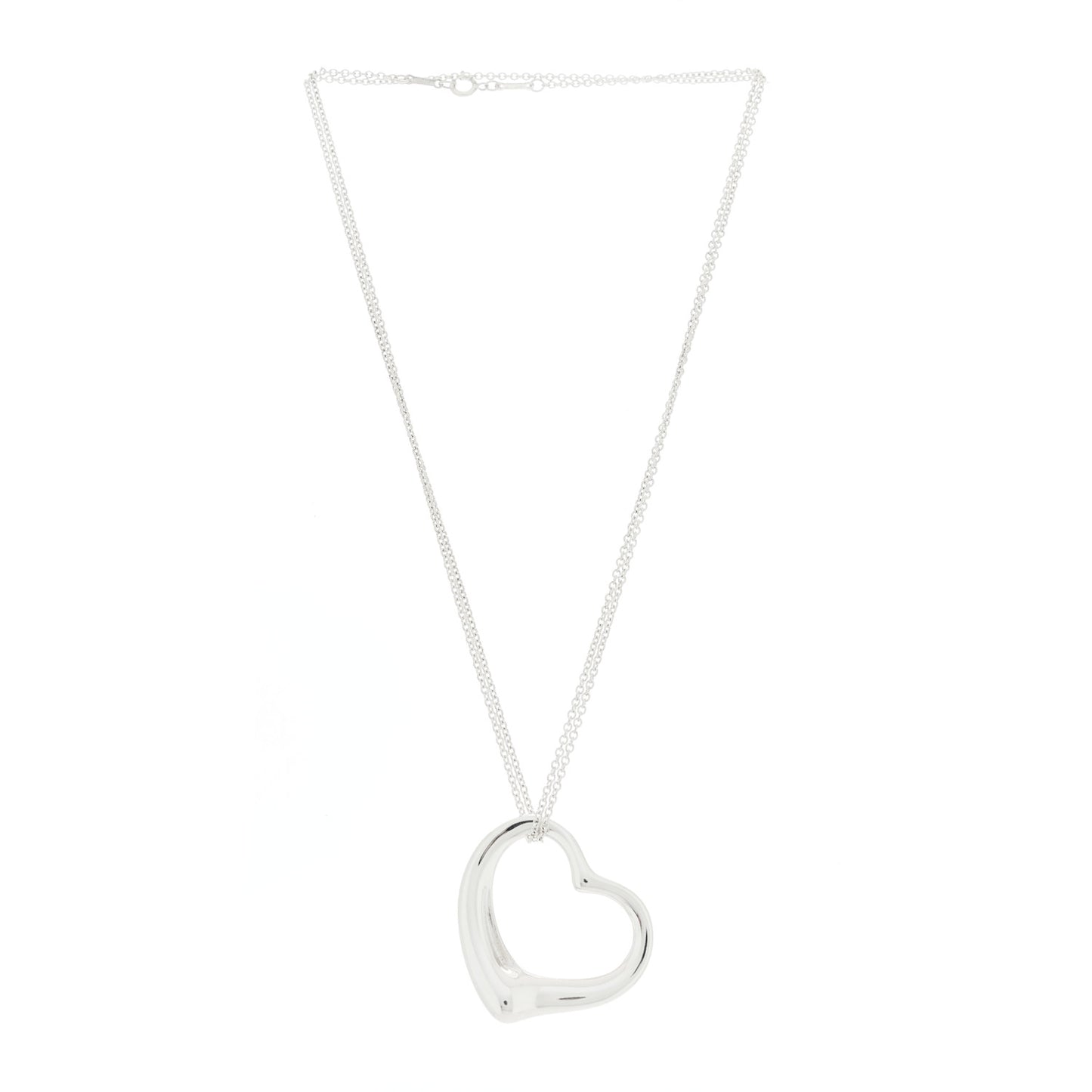Sterling Silver 35mm Elsa Peretti Open Heart Pendant Necklace