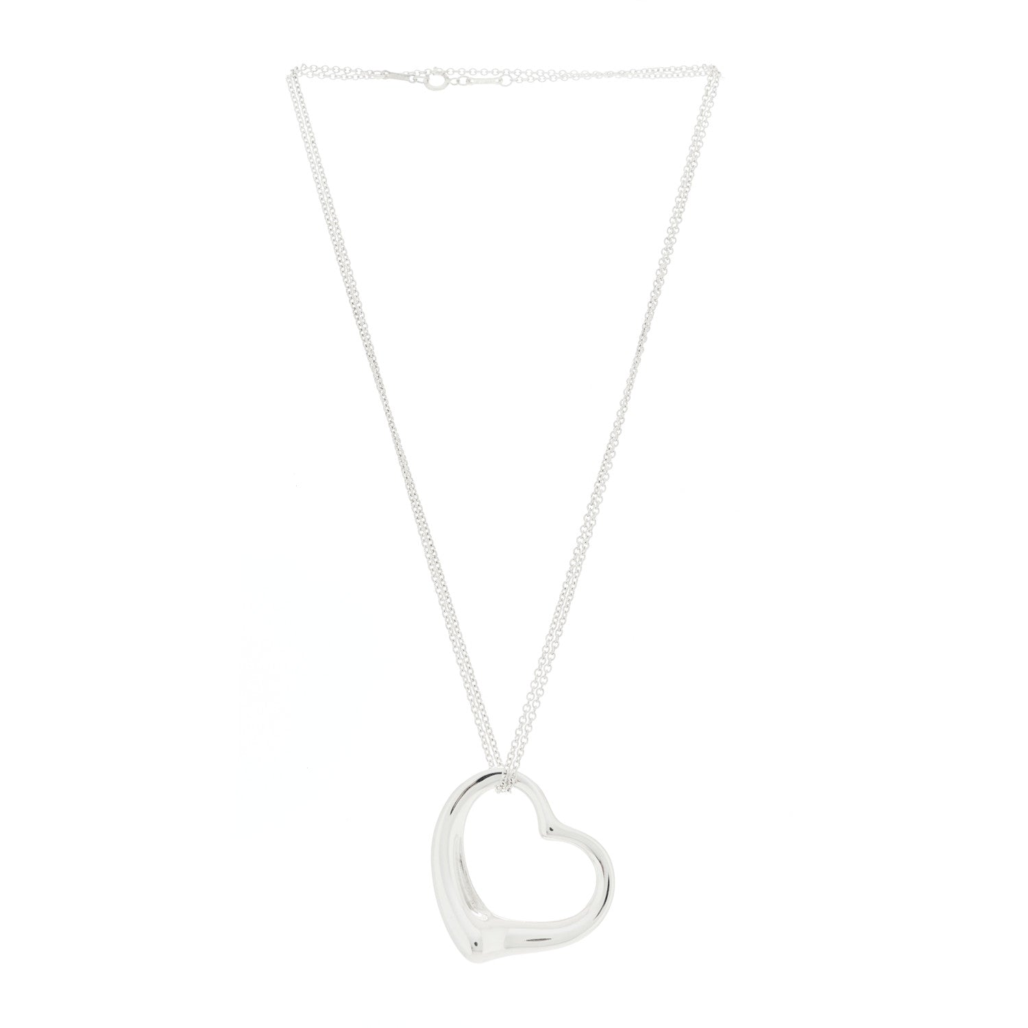 Tiffany Sterling Silver 35mm Elsa Peretti Open Heart Pendant Necklace 3 of 5