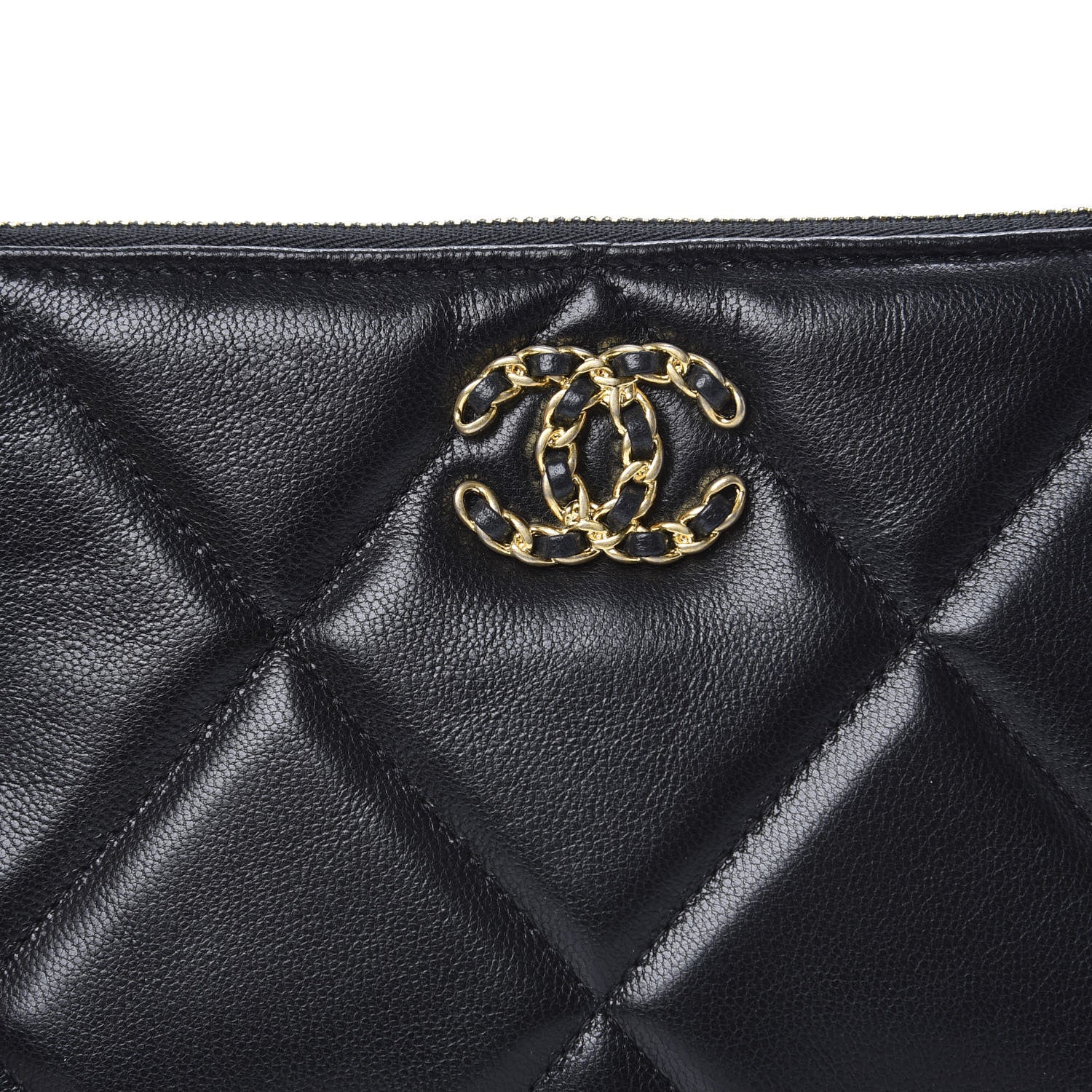 Chanel Shiny Goatskin Quilted Small 19 Pouch Black 8 of 8