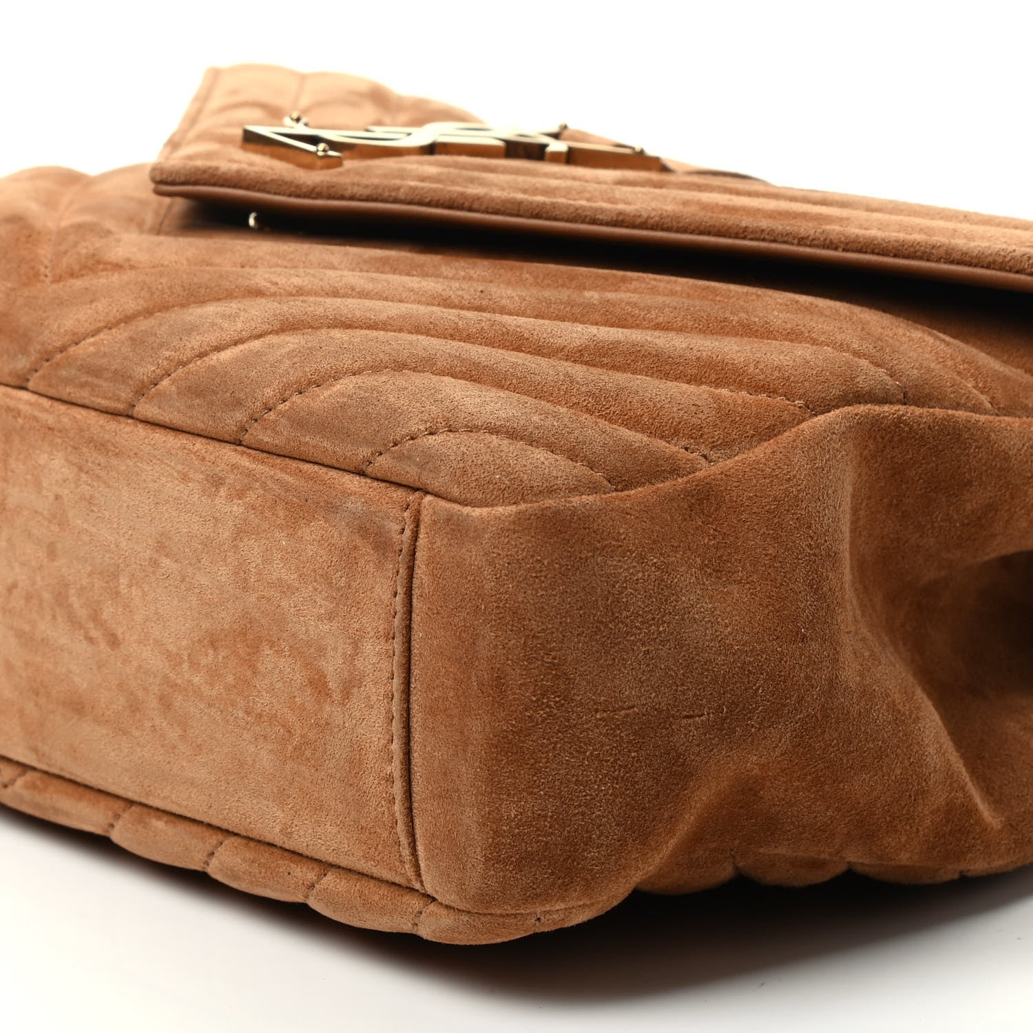 Saint Laurent Suede Matelasse Chevron Monogram Medium College Bag Cinnamon 8 of 9