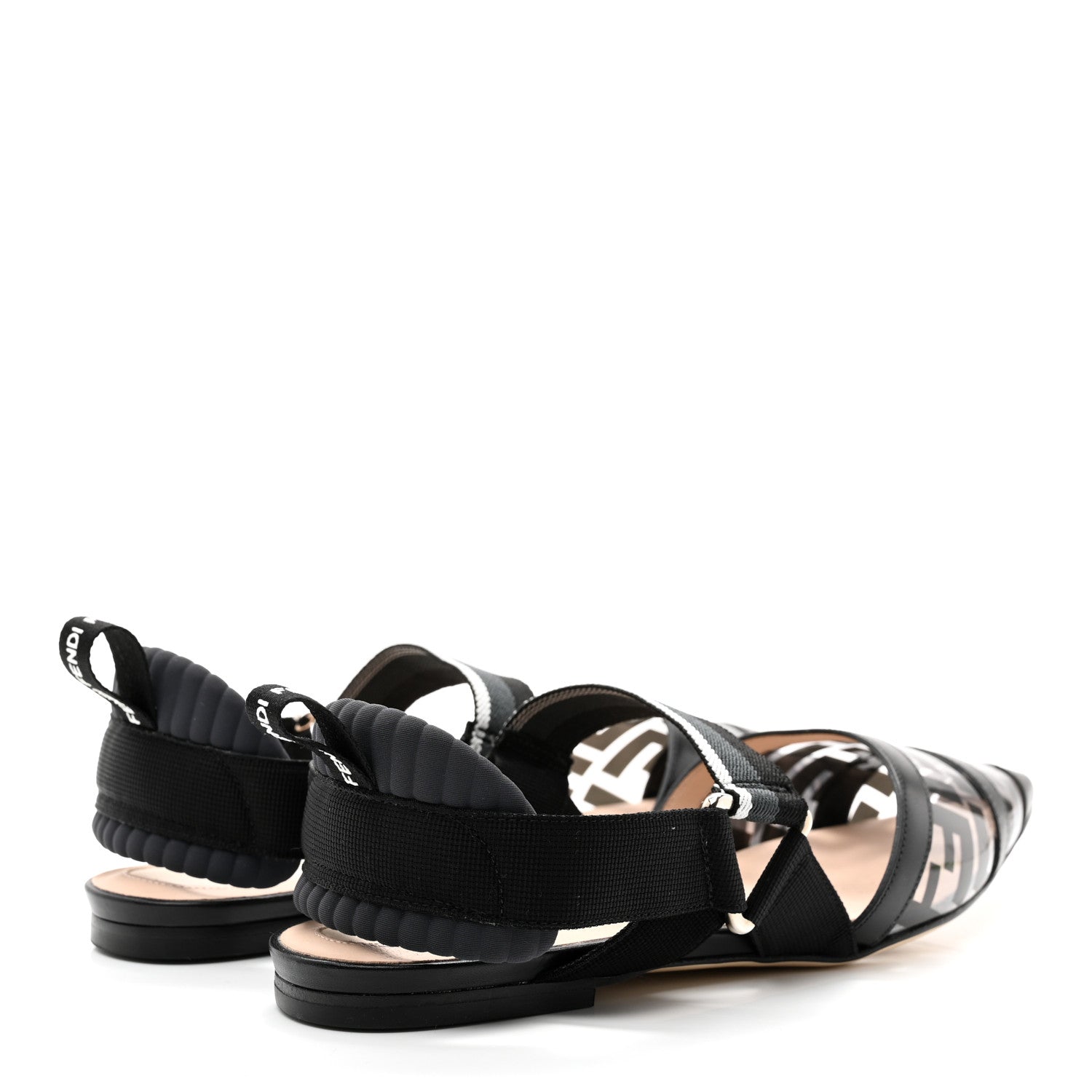 Fendi PVC Calfskin FF Colibri Slingback Ballerina Flats 38 Black 4 of 9