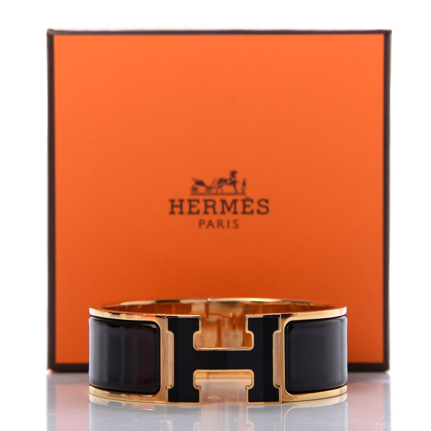 Enamel Wide Clic Clac H Bracelet PM Black