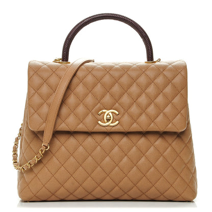 Chanel Caviar Lizard Quilted Large Coco Handle Flap Beige 1 of 7