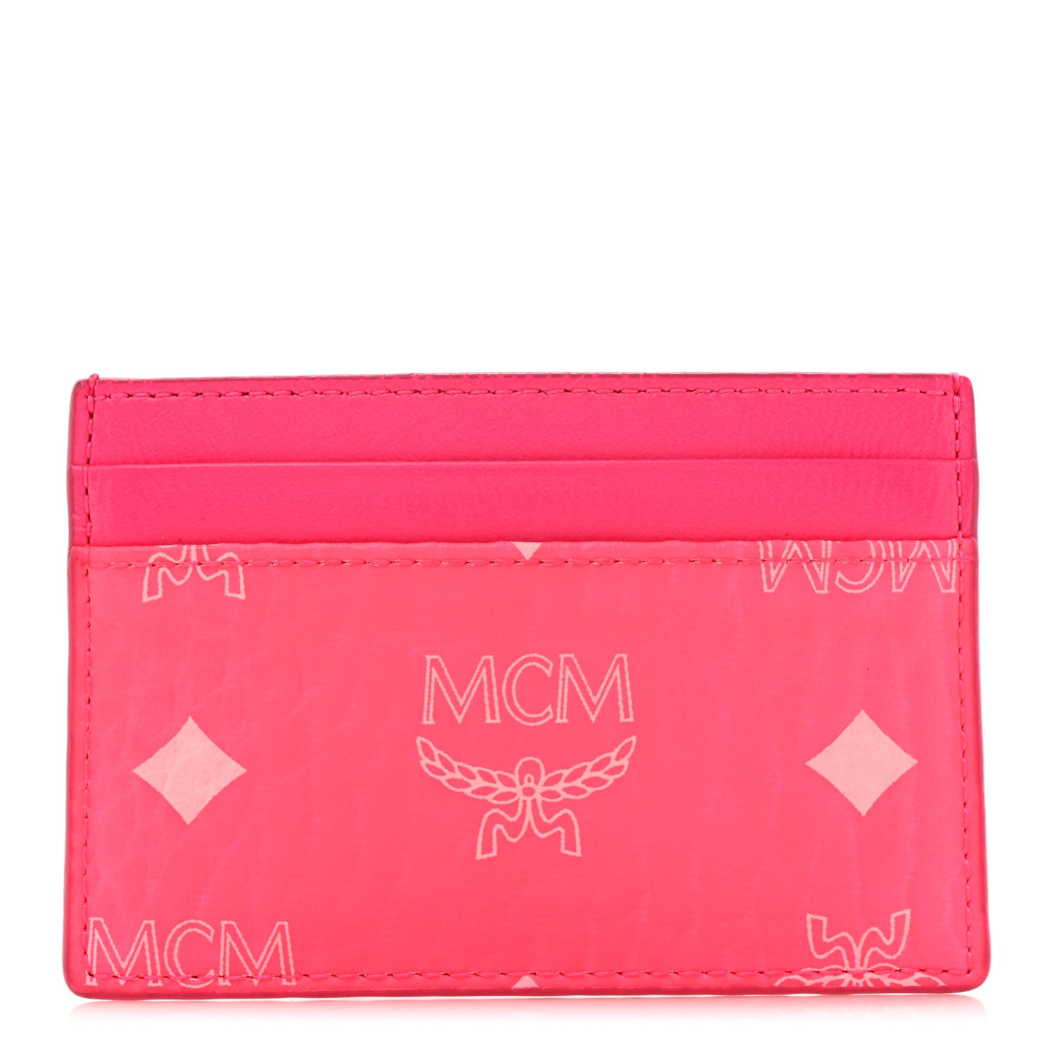 MCM Calfskin Visetos Mini Card Case Neon Pink 1 of 10