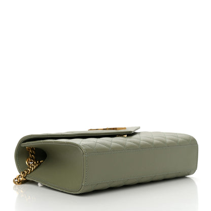 Saint Laurent Grain De Poudre Textured Mixed Matelasse Triquilt Medium Monogram Satchel Light Sage 4 of 10