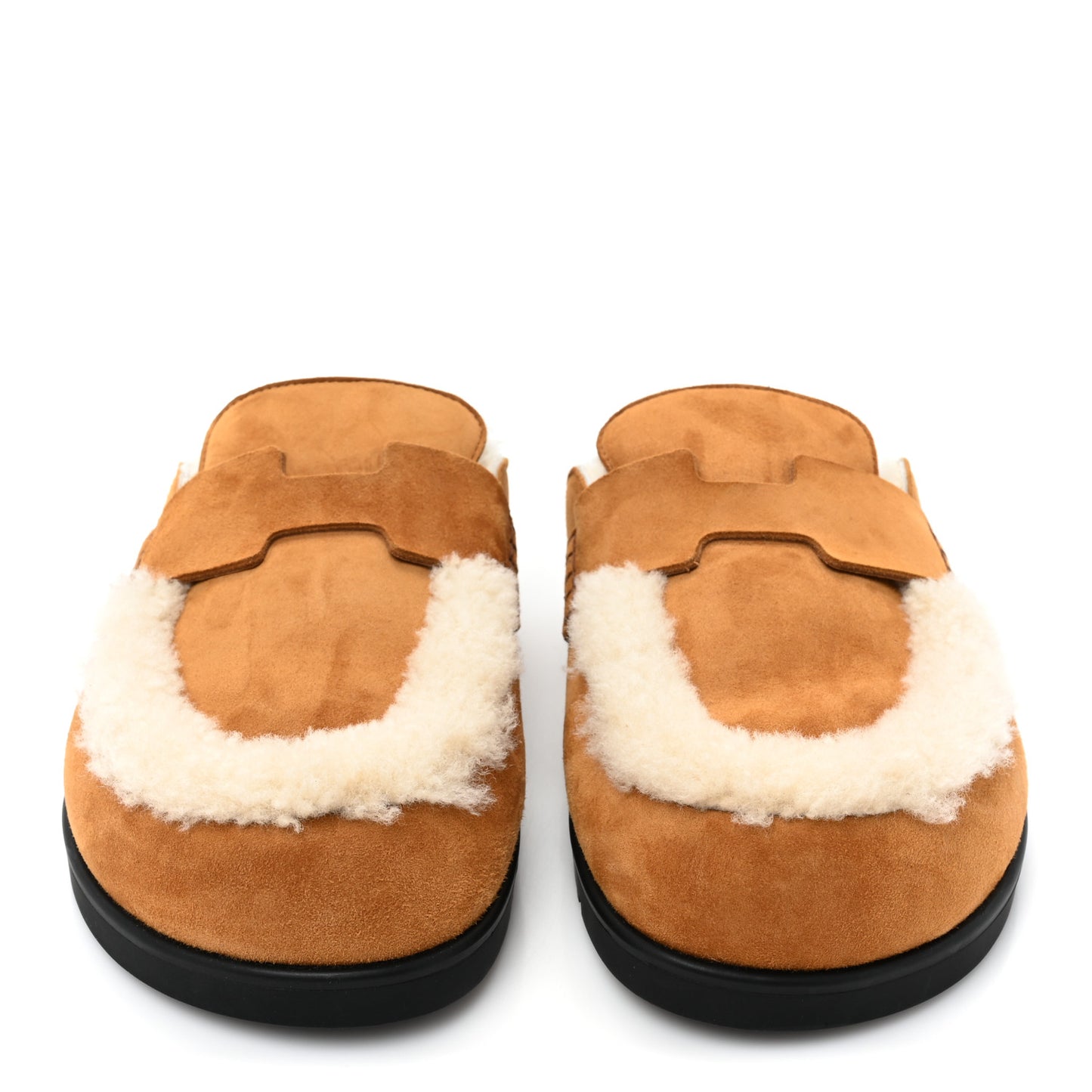 Suede Goatskin Shearling Go Mules 37.5 Beige Kraft Ecru