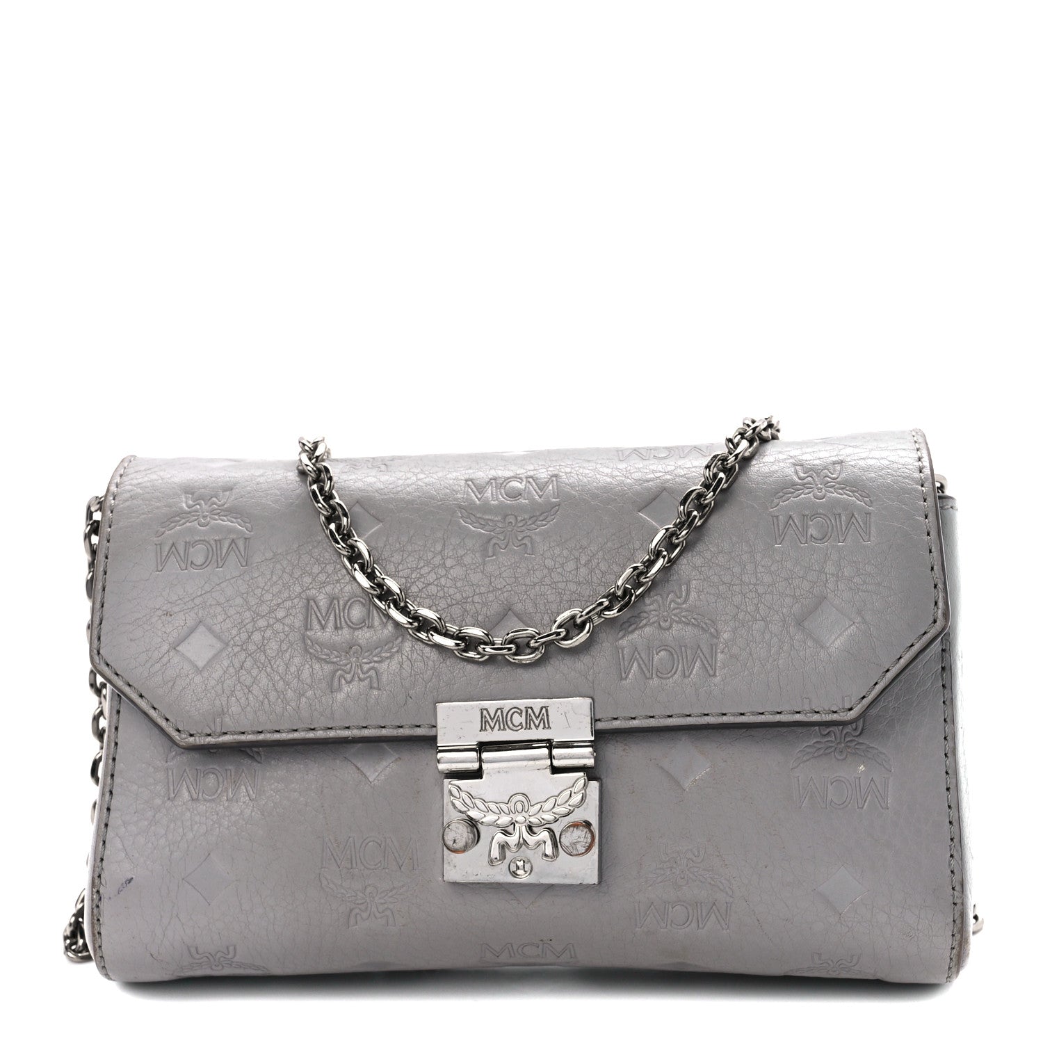 MCM Calfskin Ottomar Wallet On Chain Grey 1 of 9