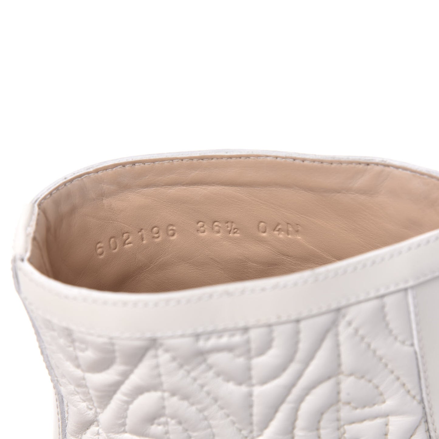 Calfskin Nappa Rhombus Quilted Trip Ankle Boots 36.5 Great White
