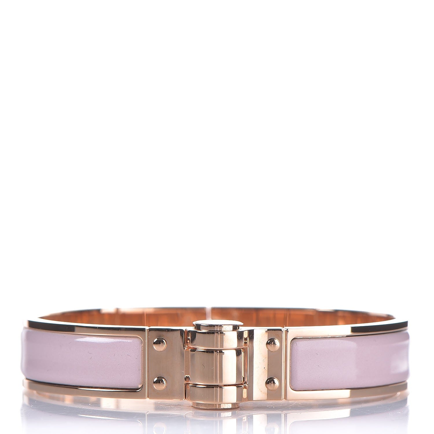 Hermes Enamel Charniere Uni Narrow Hinged Bracelet M Rose Candeur 1 of 5