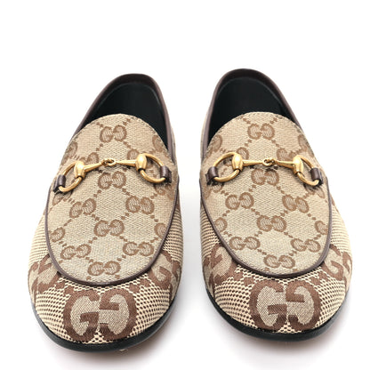 Gucci Monogram Jumbo GG Malaga Kid Horsebit Womens Jordaan Loafers 36 Beige Ebony New Acero 3 of 10