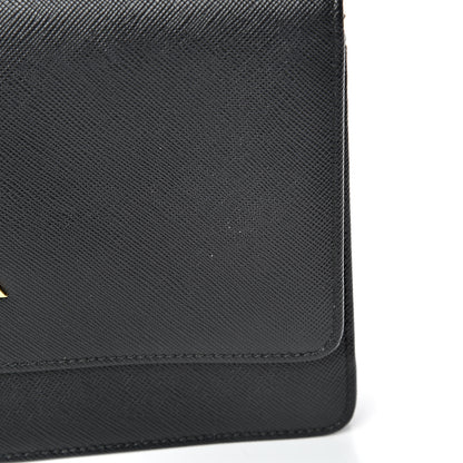 Prada Saffiano Metal Flap Wallet With Strap Black 14 of 15