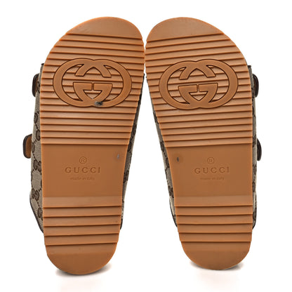 Gucci GG Monogram Lavaredo Eco Fabric Mens Slide Sandals With Straps 6 Beige Ebony Light Brown 5 of 8