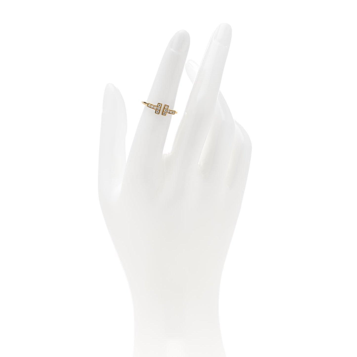 18K Yellow Gold Diamond T Wire Ring 50 5.5