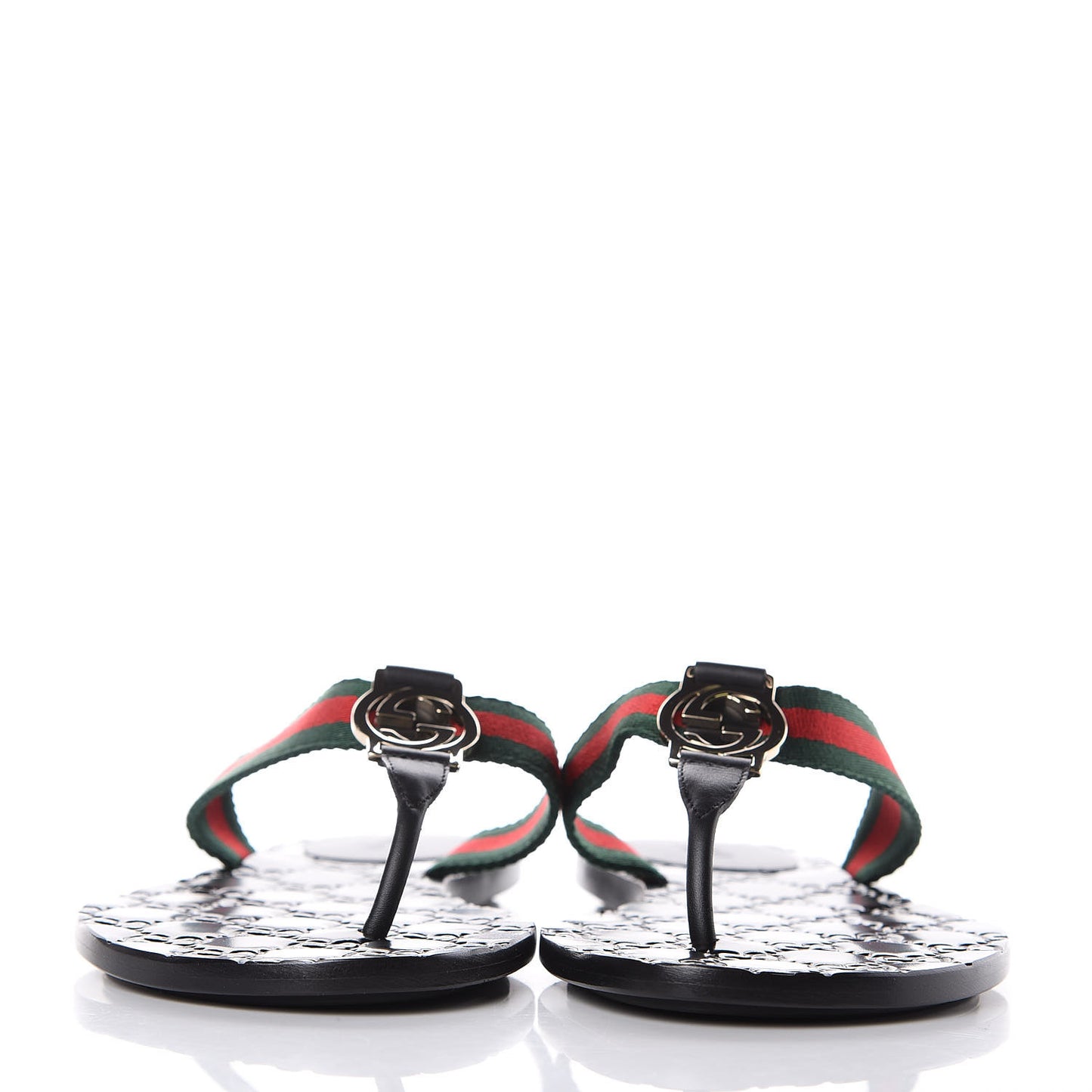Nylon Guccissima Web Womens Thong Sandals 38 Green Red Black