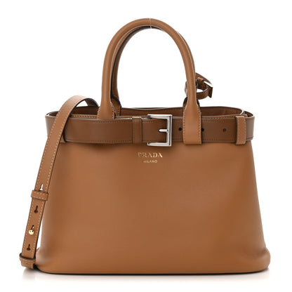 Prada Vitello Belted Tote Caramel 1 of 16