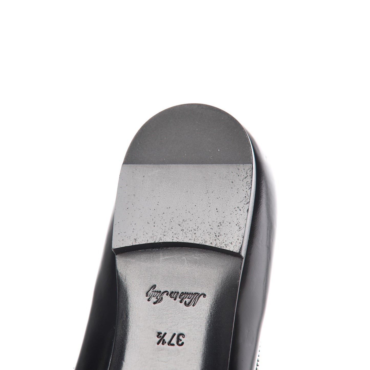 Patent Calfskin Zipper Ballerina Flats 37.5 Black White