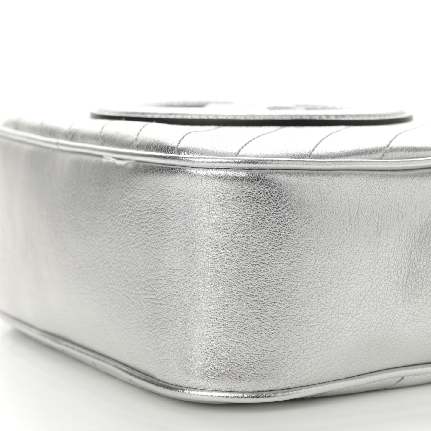 Metallic Sakai Be Green Calfskin Diagonal Stitched Small Blondie Shoulder Bag Silver