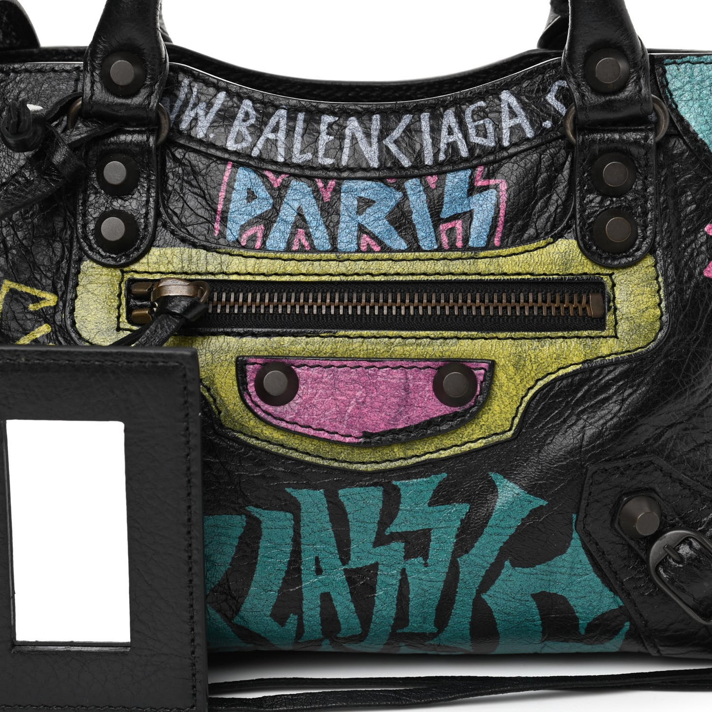 Agneau Arena Graffiti All Over Classic Hardware Mini City Black Multicolor