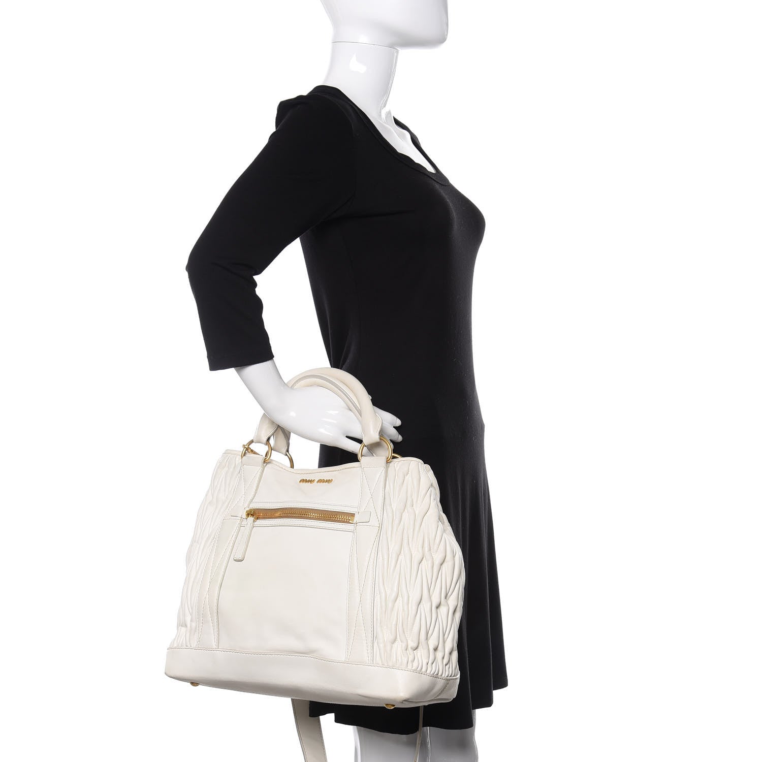 Miu Miu Nappa Matelasse Satchel Bianco 3 of 14