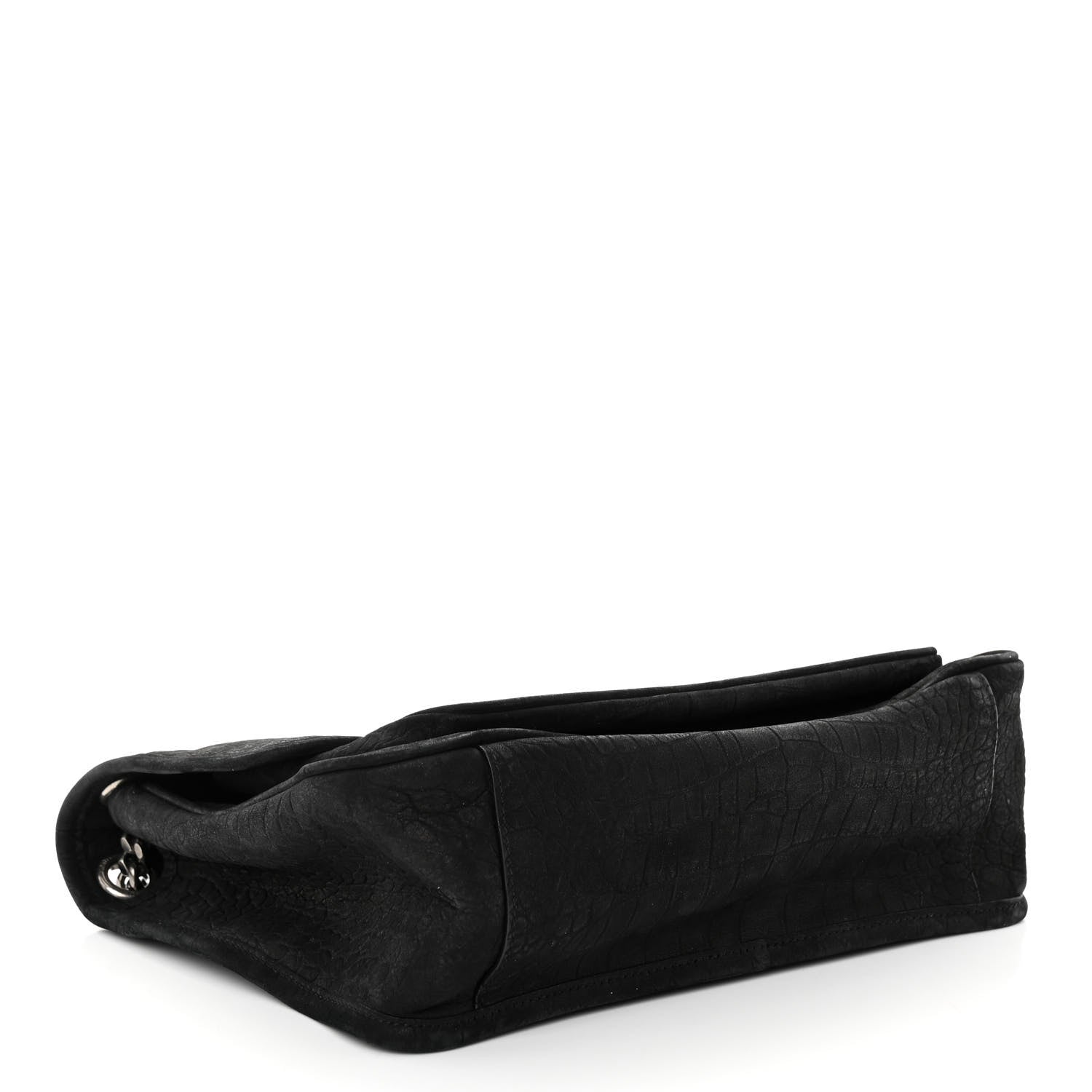 Saint Laurent Nubuck Crocodile Embossed Monogram Medium Niki Chain Satchel Black 4 of 9
