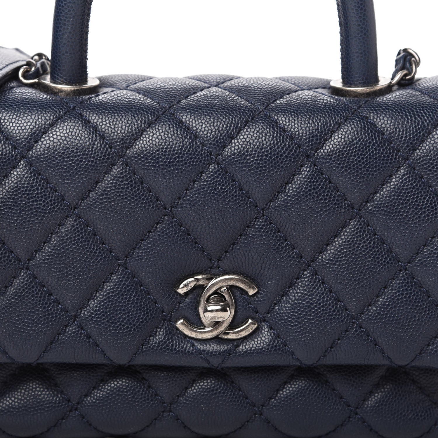 Chanel Caviar Quilted Mini Coco Handle Flap Navy Blue 10 of 10