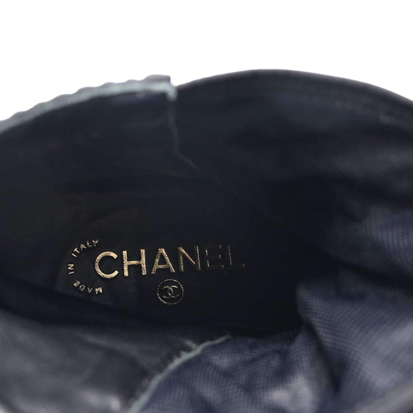 Nylon CC Lace Up Snow Boots 36 Black White