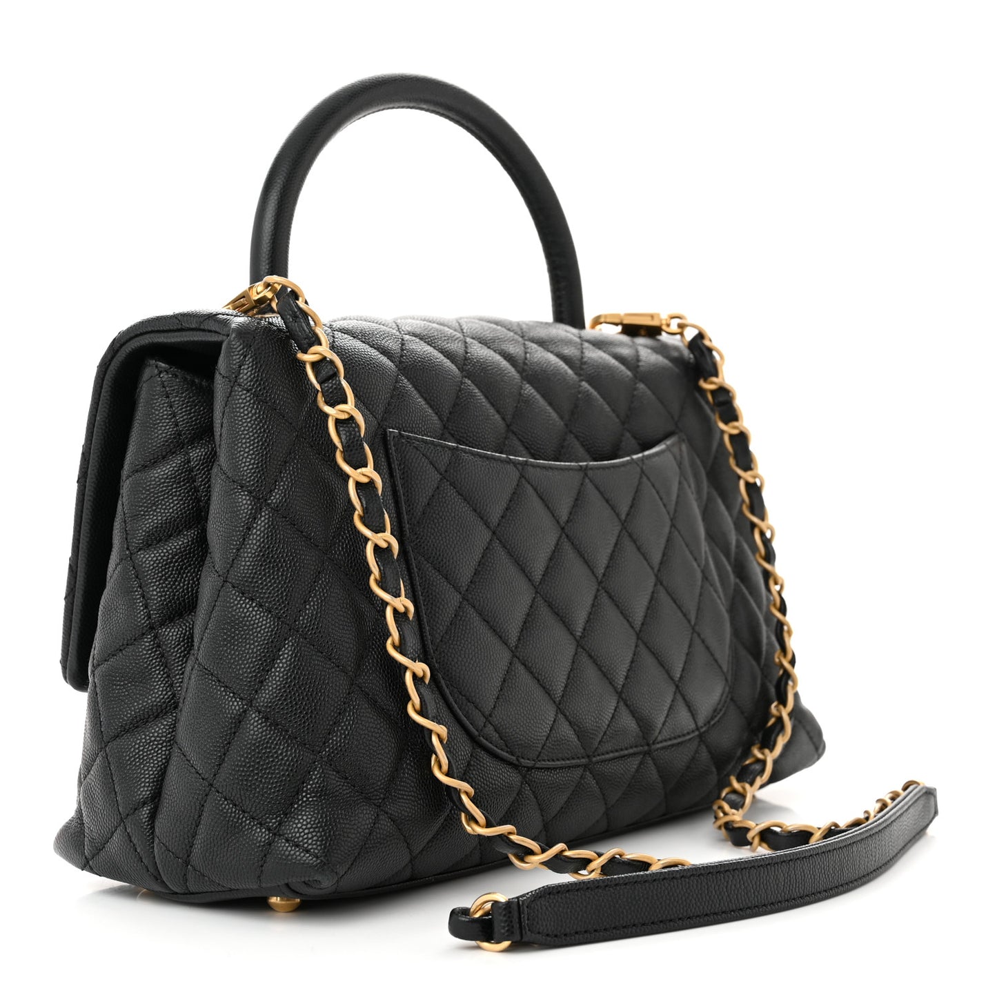 Caviar Quilted Small Coco Handle Flap Black