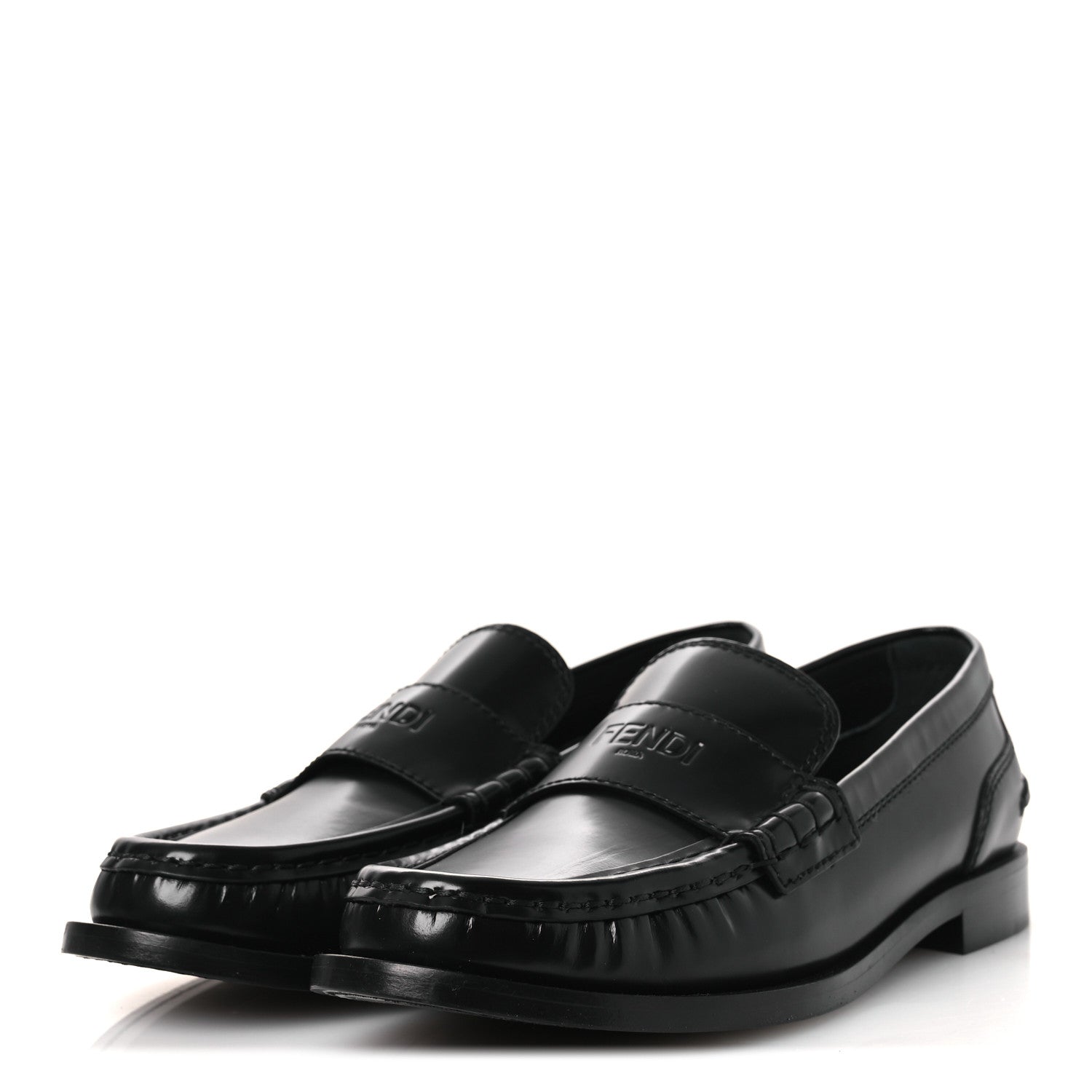 Fendi Vitello Logo Loafers 39.5 Black 4 of 10