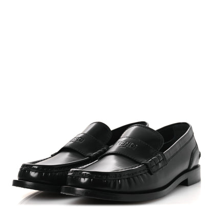 Fendi Vitello Logo Loafers 39.5 Black 4 of 10