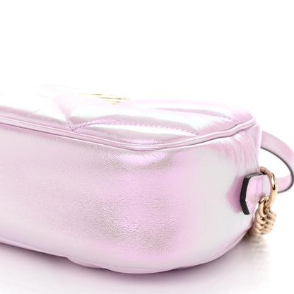 Gucci Iridescent Nappa Chevron Matelasse Small GG Marmont Chain Shoulder Bag Iridescent Escape Pink 10 of 10