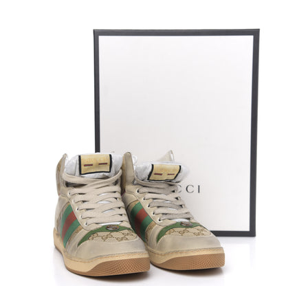 Gucci GG Monogram Nubuck Web Mens Screener High Top Sneakers 8.5 New Sand Dusty Milk Vintage Green 9 of 9