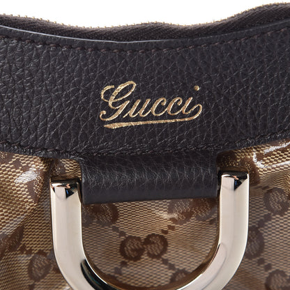 Gucci Crystal Monogram D Ring Gold Hobo Brown 6 of 9