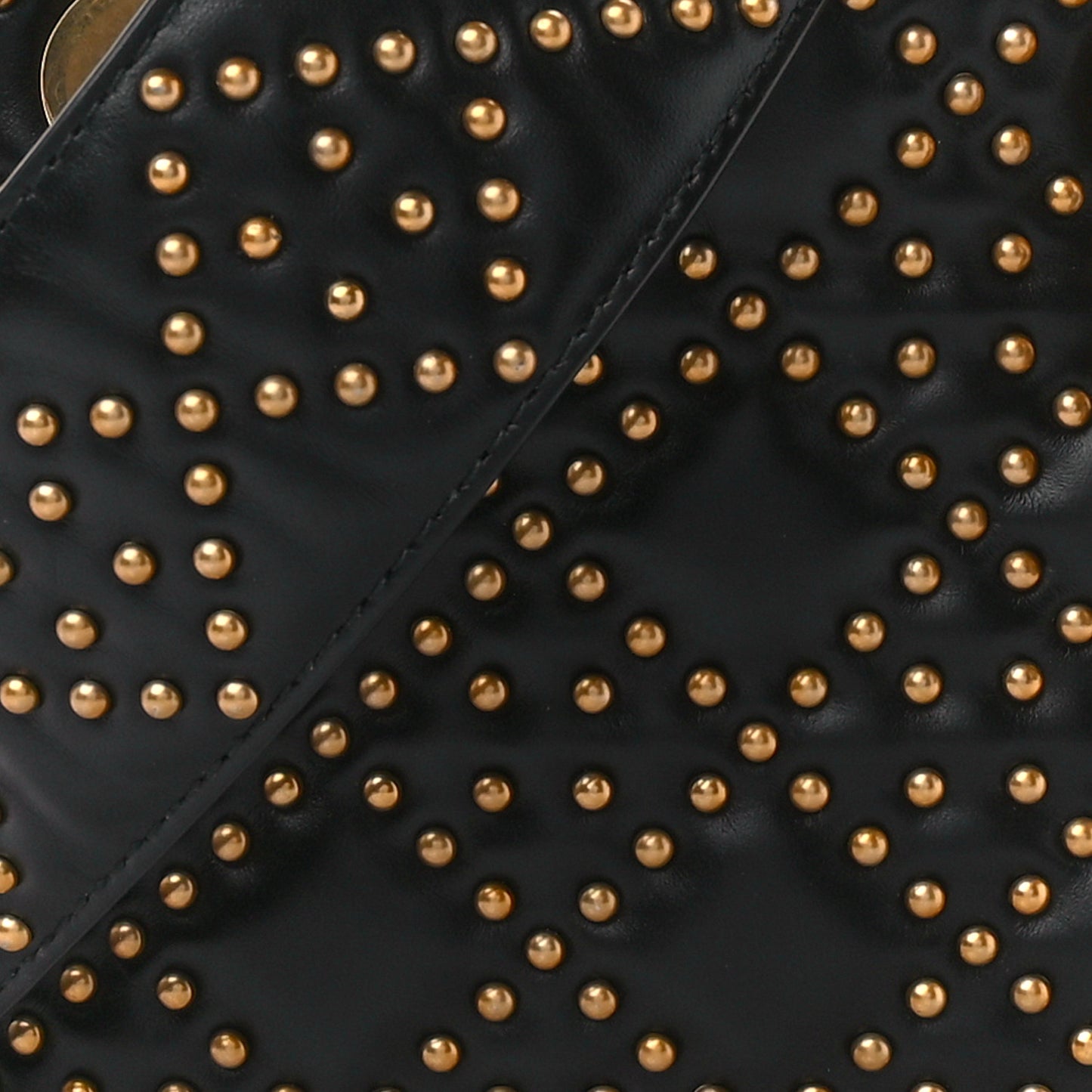 Lambskin Studded Mini Supple Lady Dior Black