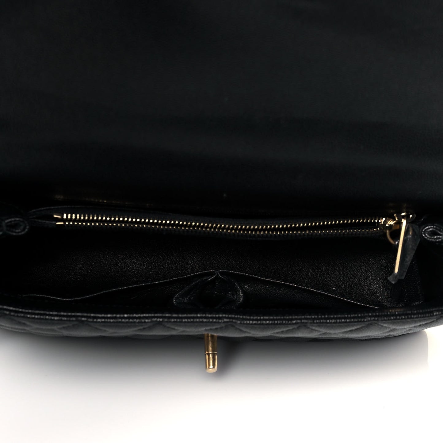 Caviar Lizard Quilted Small Coco Handle Flap Black