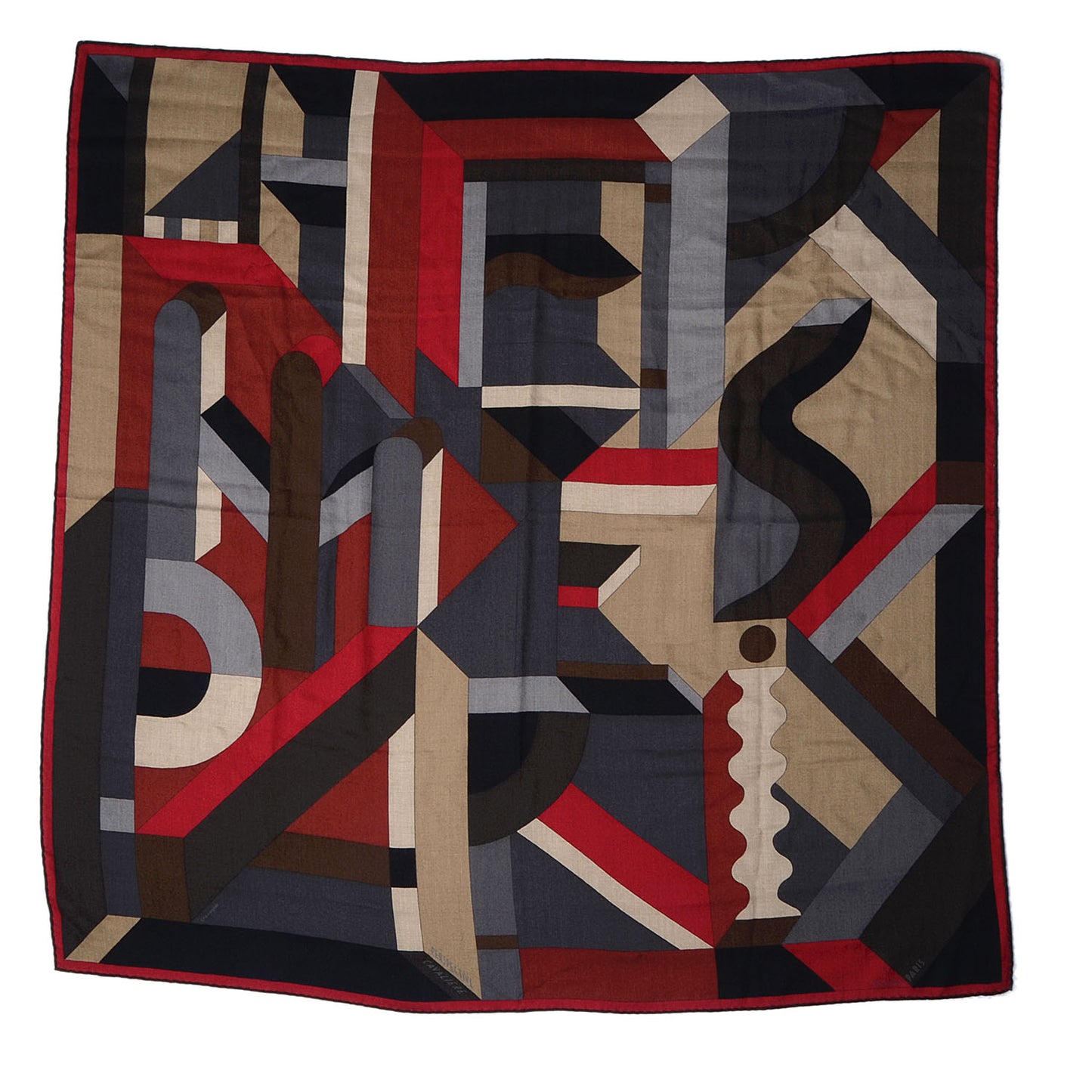 Cashmere Silk Perspective Cavaliere Scarf 100 Naturel Gris Rouge Profond