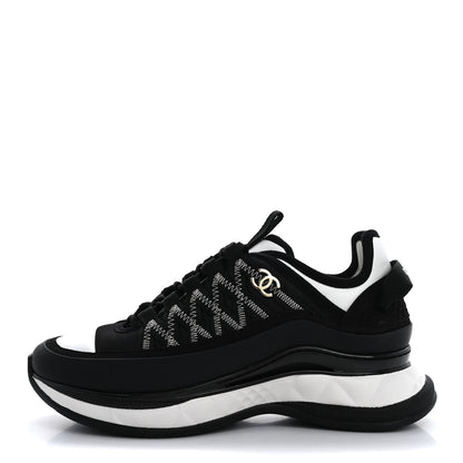 Chanel Mixed Fibers Suede Calfskin CC Sneakers 36 White Black 1 of 10